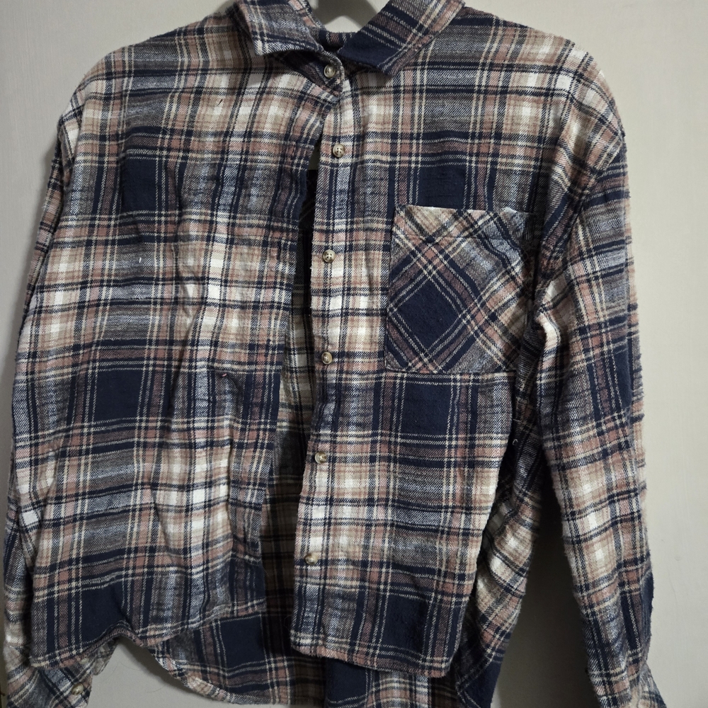 Scotch & Soda Men's Plaid Button-Down Shirt in Navy and Tan